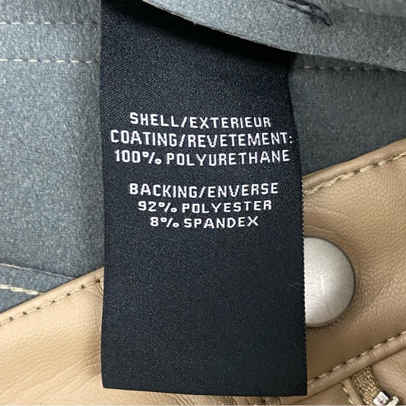 7 For All Mankind Faux Leather Pants Beige Sz Large - Picture 7 of 11